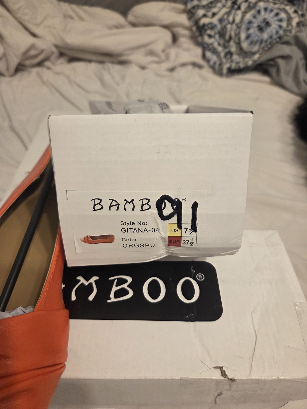 BAMBOO Orange Knot-Front Slip-On Flats - Picture 2 of 3